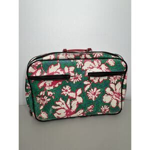 Vintage 60’s 70's A.D. Sutton & Sons Suitcase Travel Flower Bag Carry On Retro